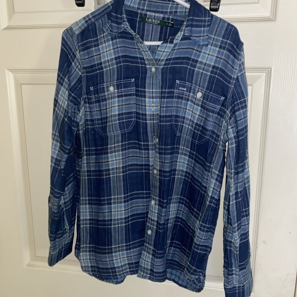 Lauren Ralph Lauren Blue Plaid Button-Down Shirt